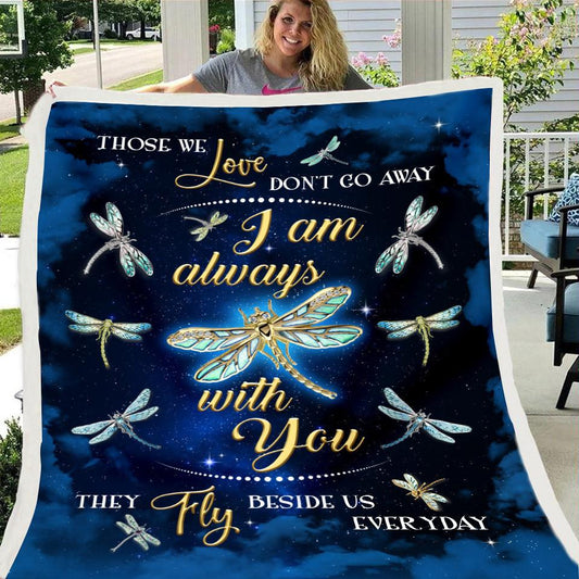 Drangonfly Print Blue Fleece Soft Blanket--Free Shipping at meselling99