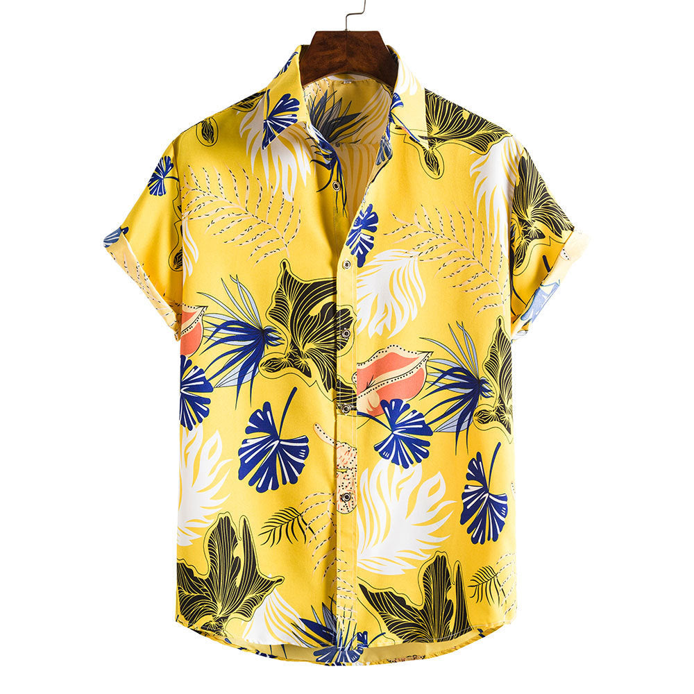 Floral Print Men's Short Sleeves Summer Beach T Shirts