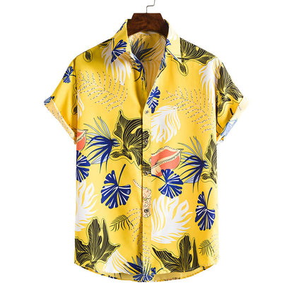 Floral Print Men's Short Sleeves Summer Beach T Shirts