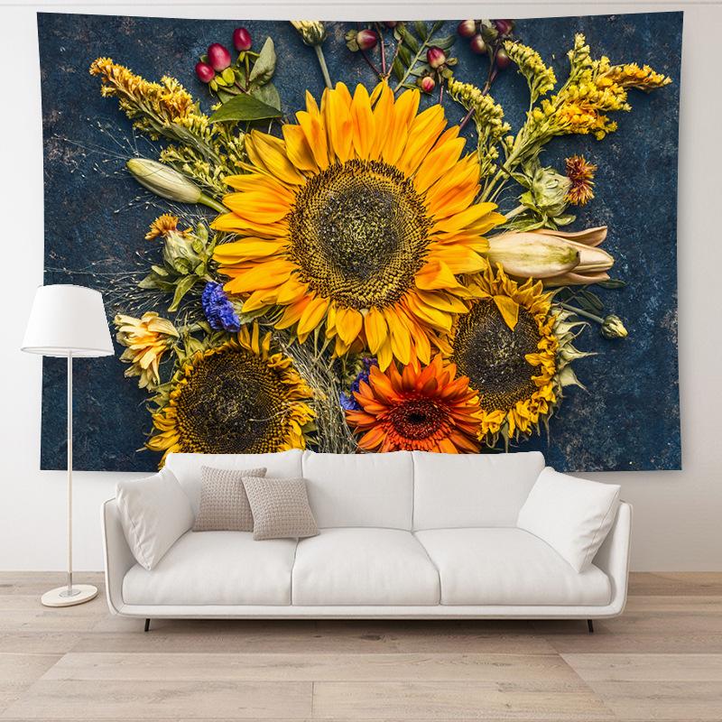 3D Sunflower Print Home Decorative Hanging Wall Tapestry
