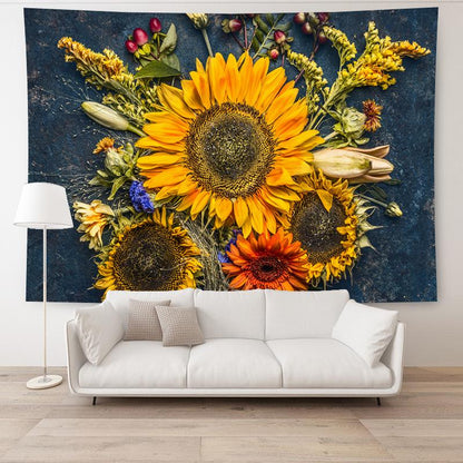 3D Sunflower Print Home Decorative Hanging Wall Tapestry