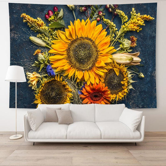 3D Sunflower Print Home Decorative Hanging Wall Tapestry