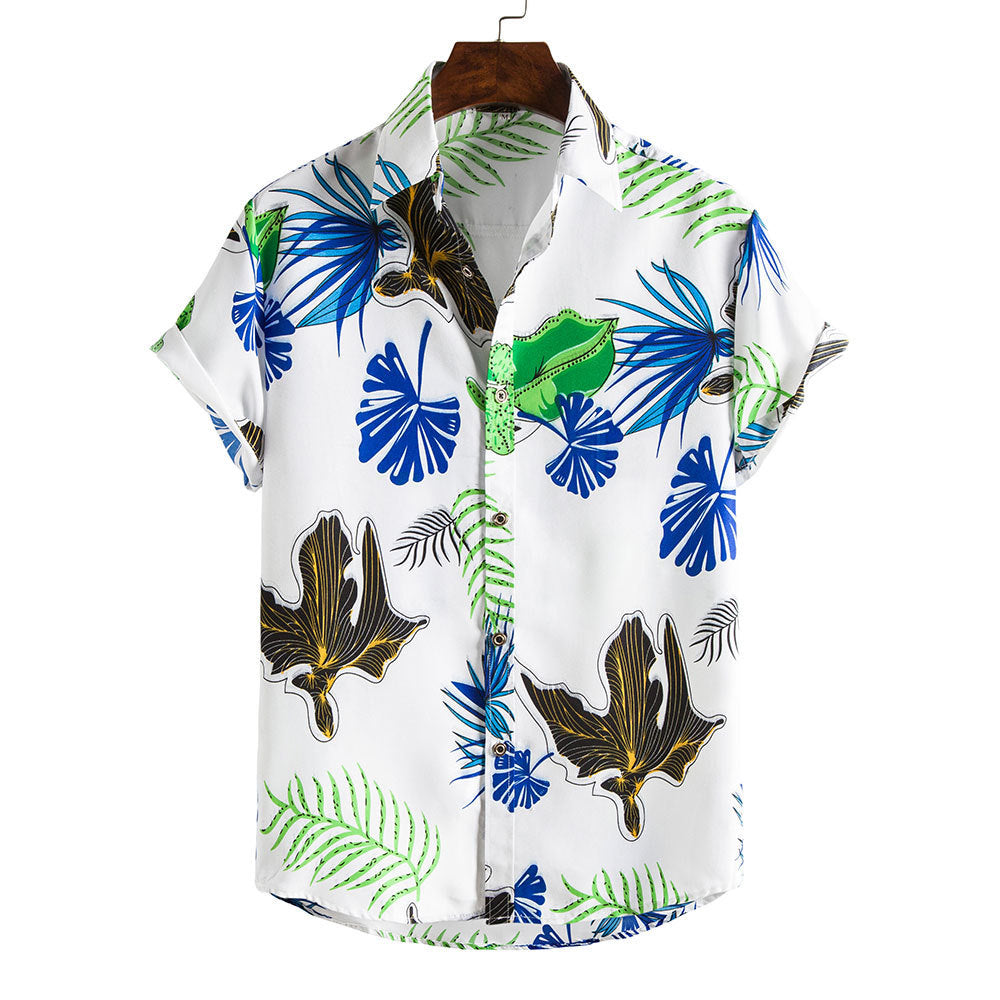 Floral Print Men's Short Sleeves Summer Beach T Shirts
