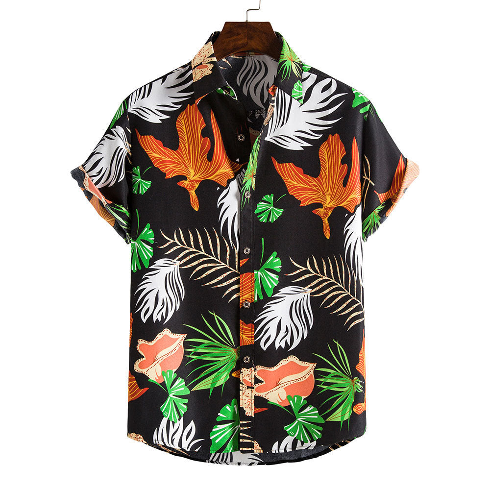 Floral Print Men's Short Sleeves Summer Beach T Shirts