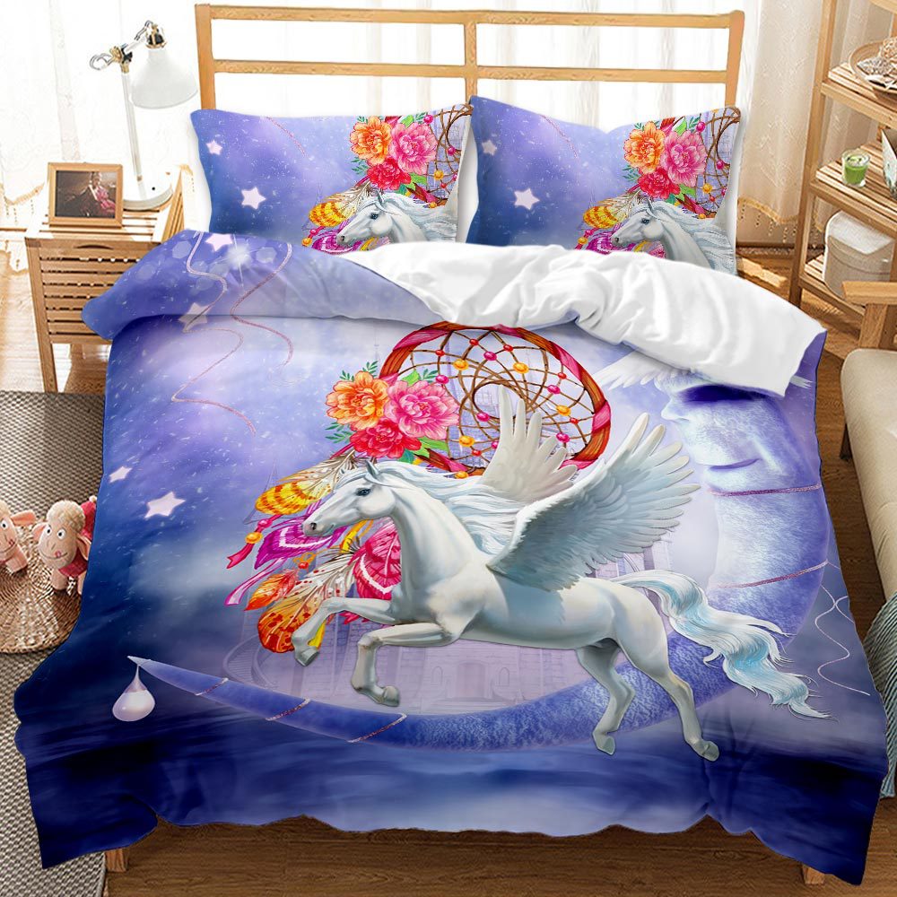 Lovely 3D Unicorn Design Queen King Dovet Cover Bedding Sets