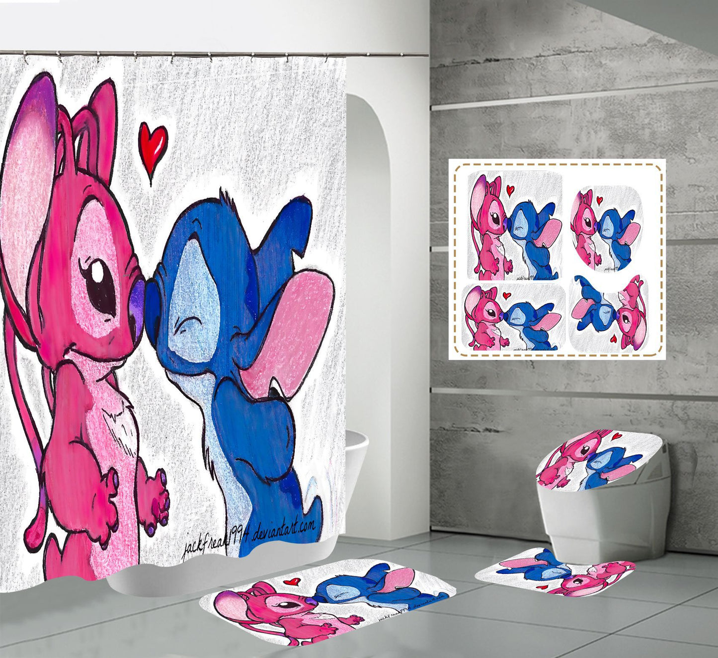 Cartoon Print Fabric Shower Curtain Sets