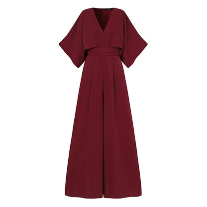 Elegant V Neck Office Lady Plus Size Women Rompers-STYLEGOING