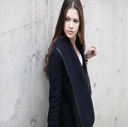 Women 2 in 1 Woolen Cape Overcoat