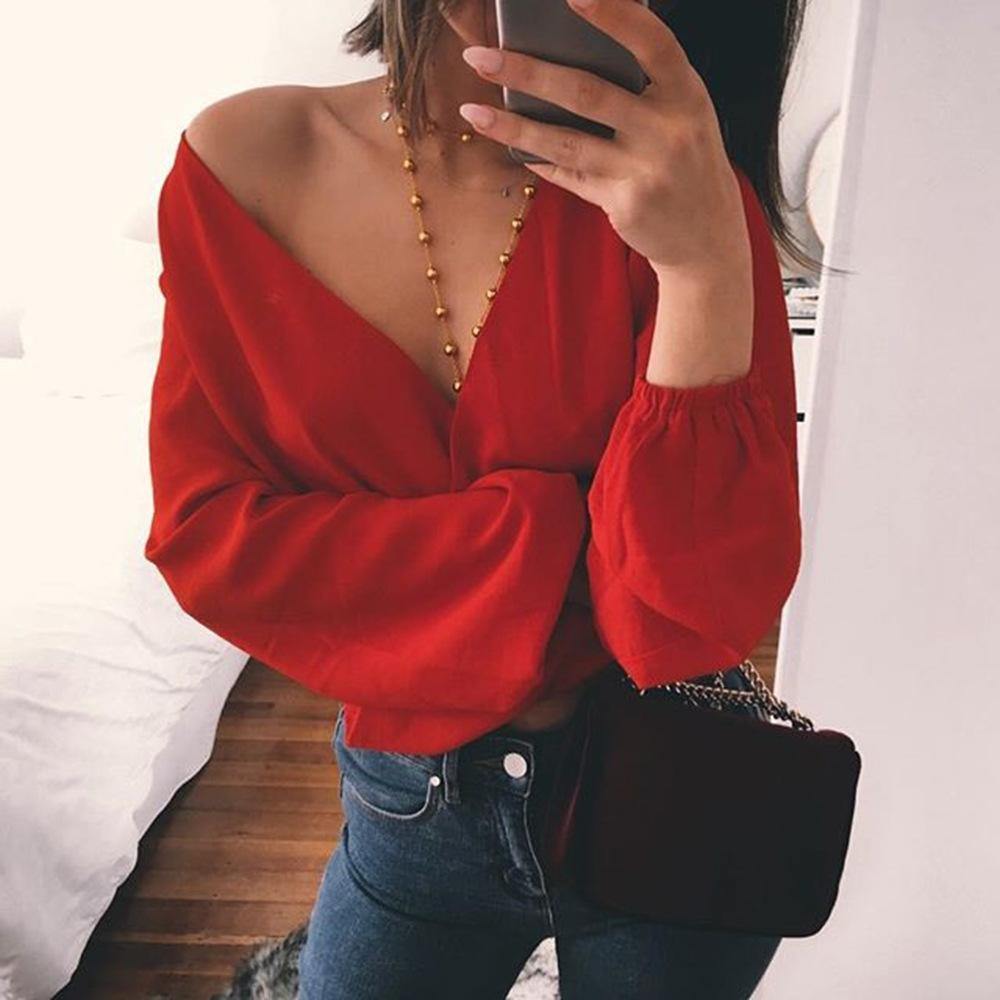 Sexy Backless Long Sleeves Blouses-STYLEGOING