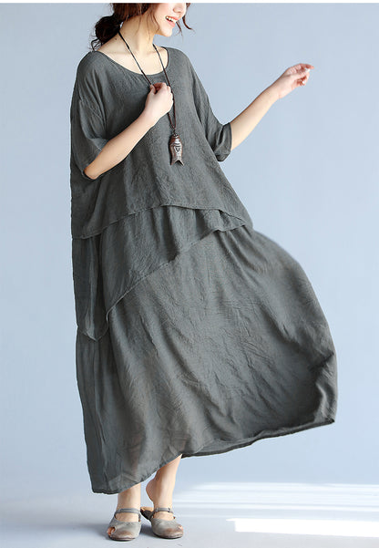 Plus Sizes Summer Women Linen Long Dresses