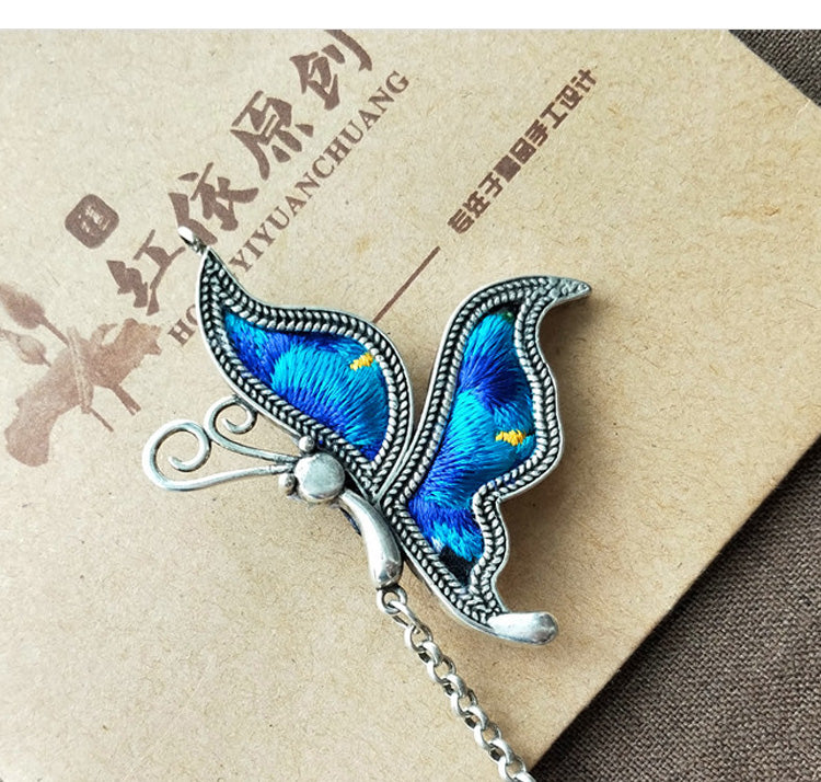 Vintage Embroidery Butterfly Brooches