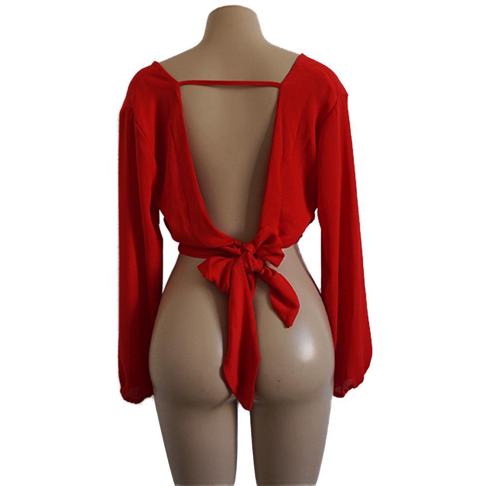 Sexy Backless Long Sleeves Blouses-STYLEGOING