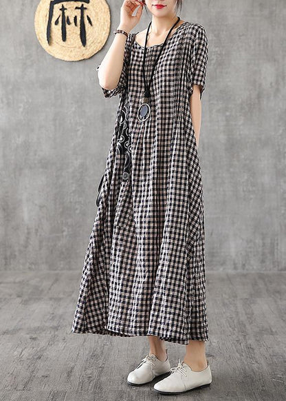 Cozy Patchwork Linen Quilting Dresses-STYLEGOING