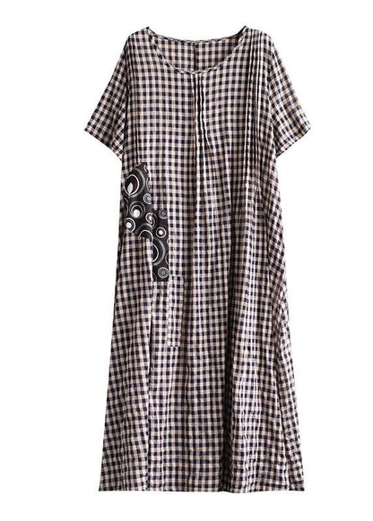 Cozy Patchwork Linen Quilting Dresses-STYLEGOING