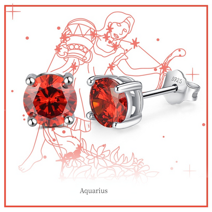 Fashion Sterling Silver Twelve Constellation Earring Studs