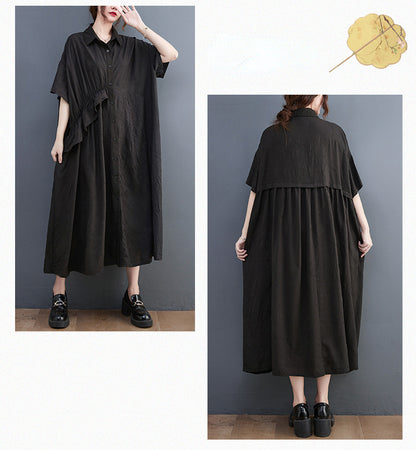 Summer Ruffled Plus Sizes Midi Shirts Dresses