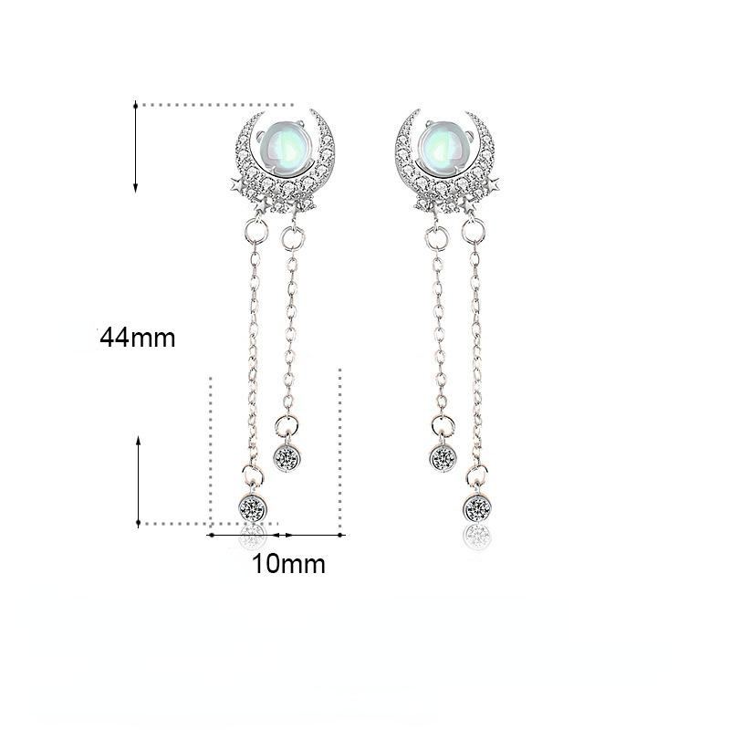 Fashion Moon&star Design Sliver Earring