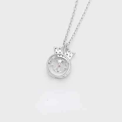 Crown Design Zircon Sterling Sliver Necklace