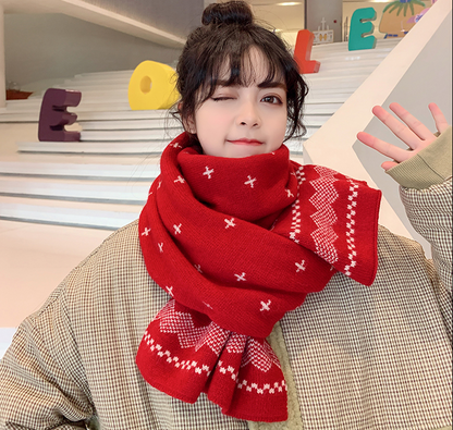 Christmas Lovely Elk Design Knitted Scarves