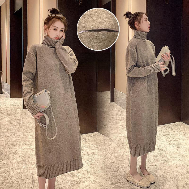 Winter Warm Turtleneck Pullover Long Dresses for Women