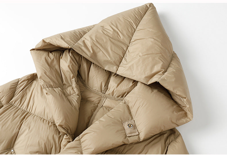 Winter Warm Apricot Down Coats with Hoodies for Women