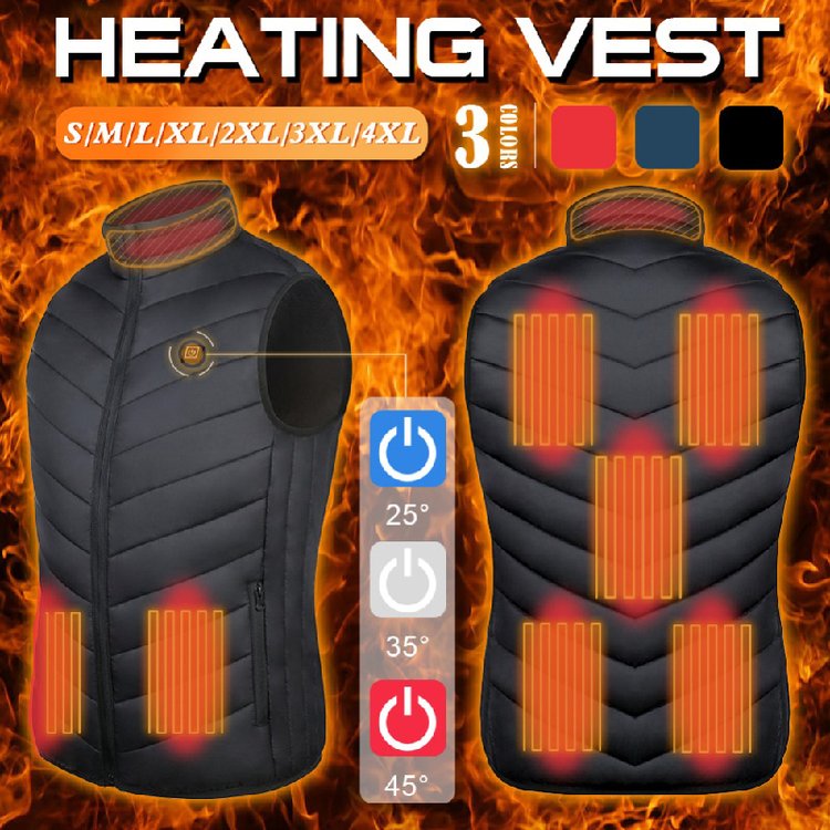 Fashion Men Women Coat Intelligent USB Electric Heating Thermal Warm Winter Heated Vest