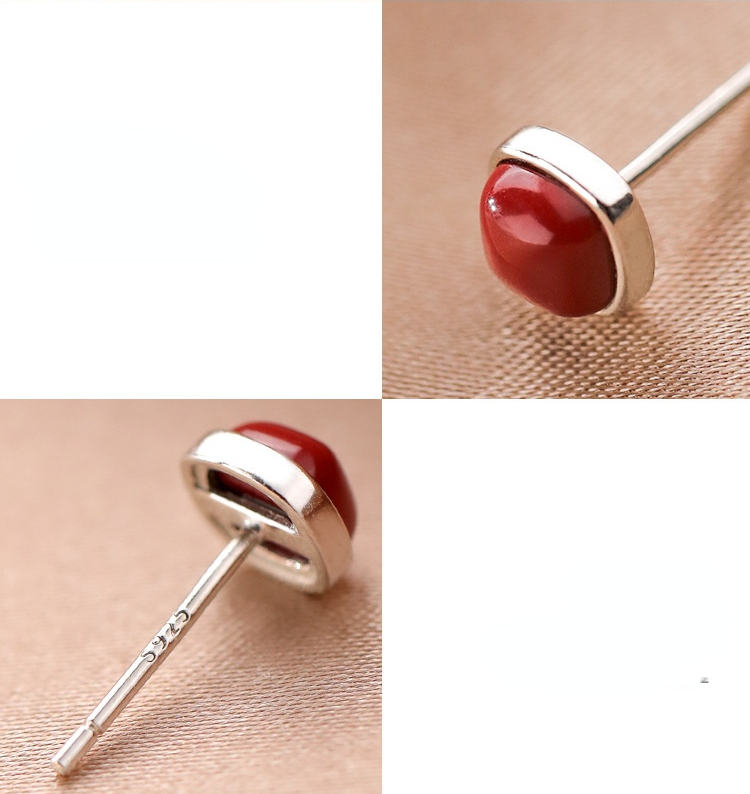 Red Vintage Sliver Earring Stud for Women