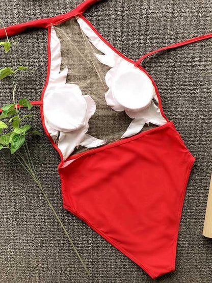 See-Through Tulle One-Piece Swimsuit-STYLEGOING
