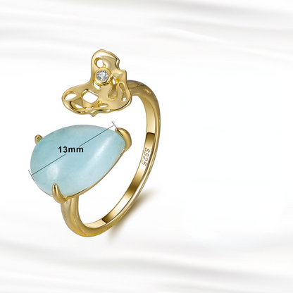 Gemstone Hollow Out Sterling Sliver Rings for Women
