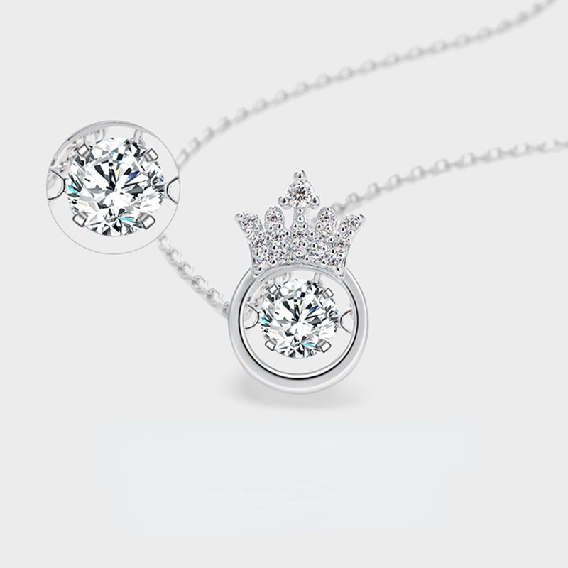 Crown Design Zircon Sterling Sliver Necklace
