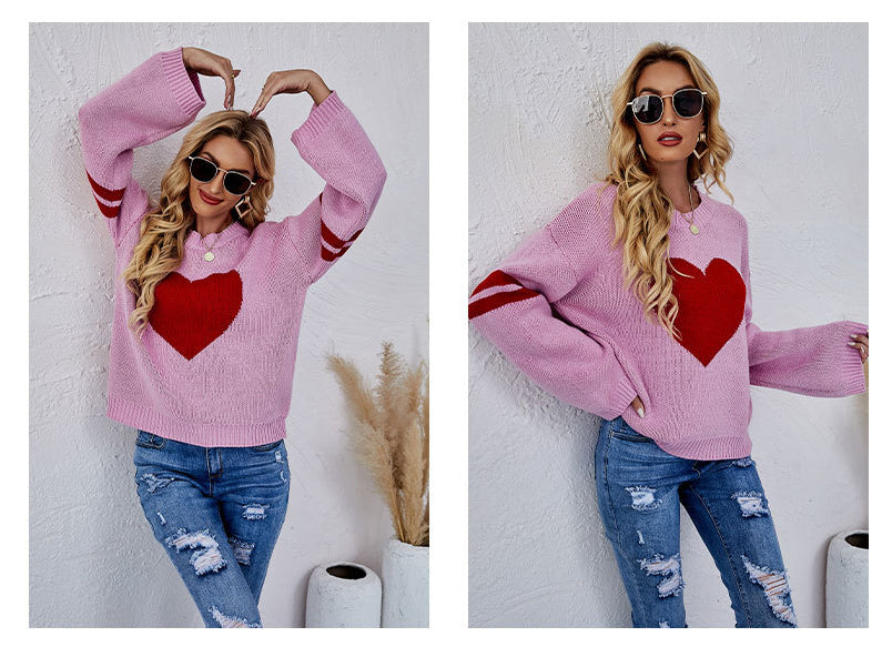 Casual Women Sweetheart Design Pullover Sweaters