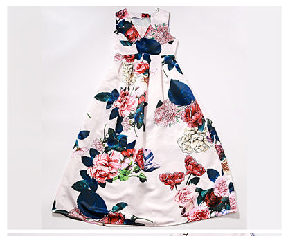 Sexy Floral Print Sleeveless Summer Women Long Dresses
