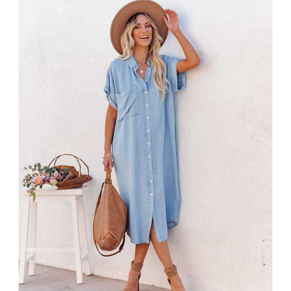 Casual Summer Denim Shirts Women Dresses
