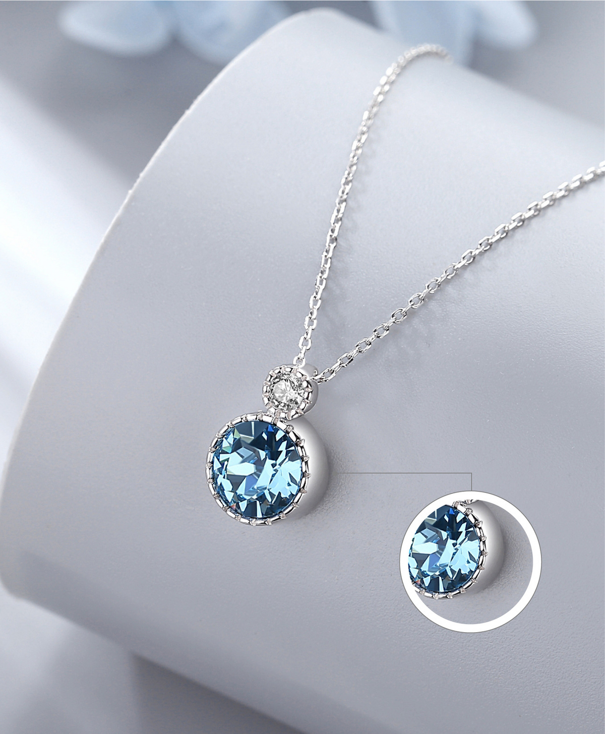 Romantic Crystal Sterling Silver Necklace for Women