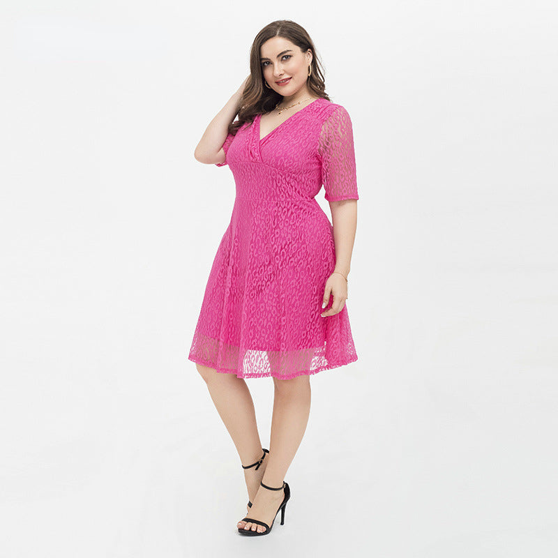 Rose Red Plus Sizes Lace Dresses