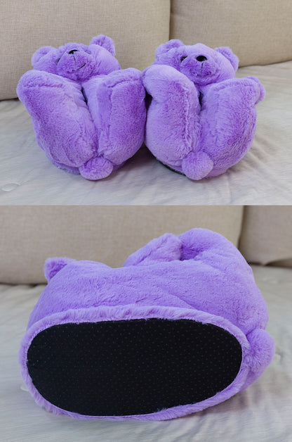Winter Teddy Bear Plush Slippers