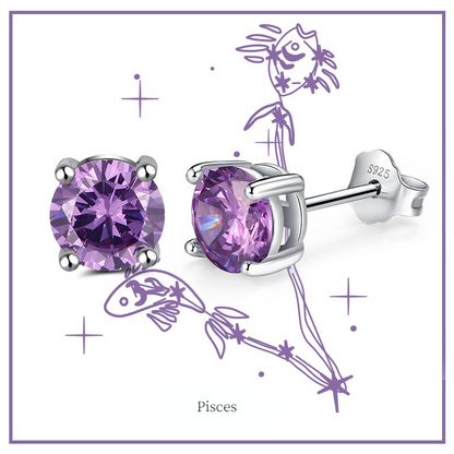Fashion Sterling Silver Twelve Constellation Earring Studs