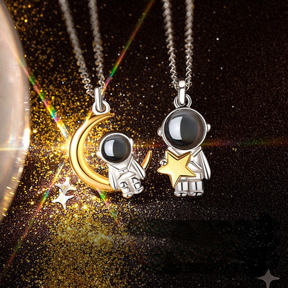 Astronaut Star&Moon Design Sterling Silver Necklaces