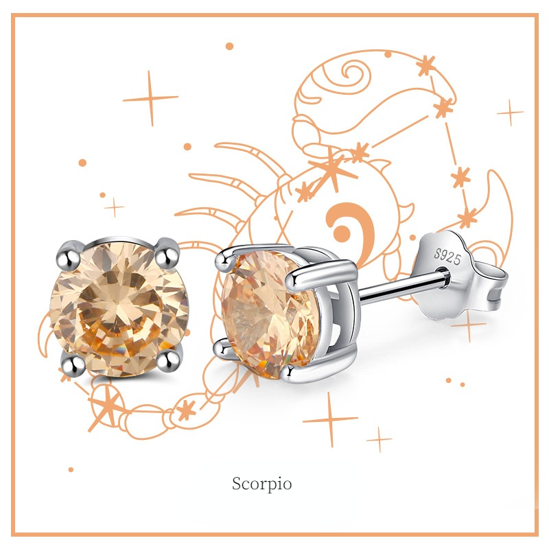 Fashion Sterling Silver Twelve Constellation Earring Studs