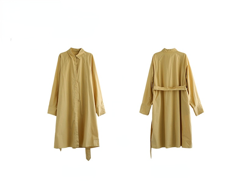 Women Slim Waist Flong Midi Length Fall Overcoat-STYLEGOING