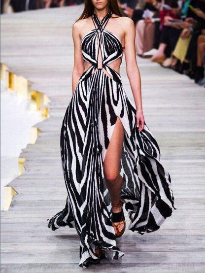Sexy Backless Halter Sexy Maxi Dress-STYLEGOING