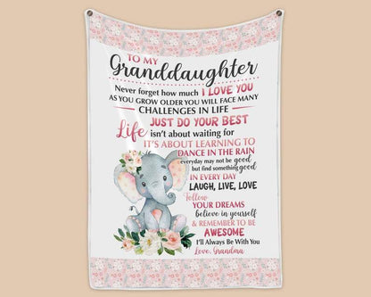 To My Granddaughter Elephant Envelope Fleece Blanket--Free Shipping at meselling99