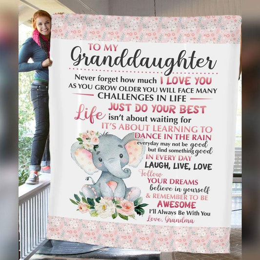 To My Granddaughter Elephant Envelope Fleece Blanket-The same as picture-50*60(inch)-Free Shipping at meselling99