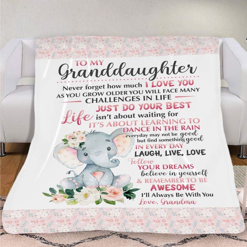 To My Granddaughter Elephant Envelope Fleece Blanket-The same as picture-50*60(inch)-Free Shipping at meselling99