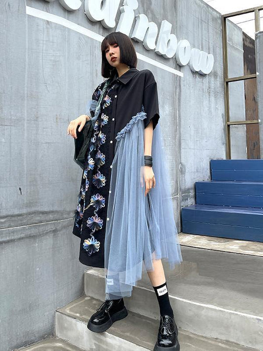 Printed Flowers Zipper Suspender Midi Dress-STYLEGOING