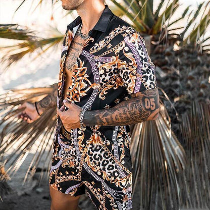Summer Men Ethnic Printed Tops&Shorts-STYLEGOING