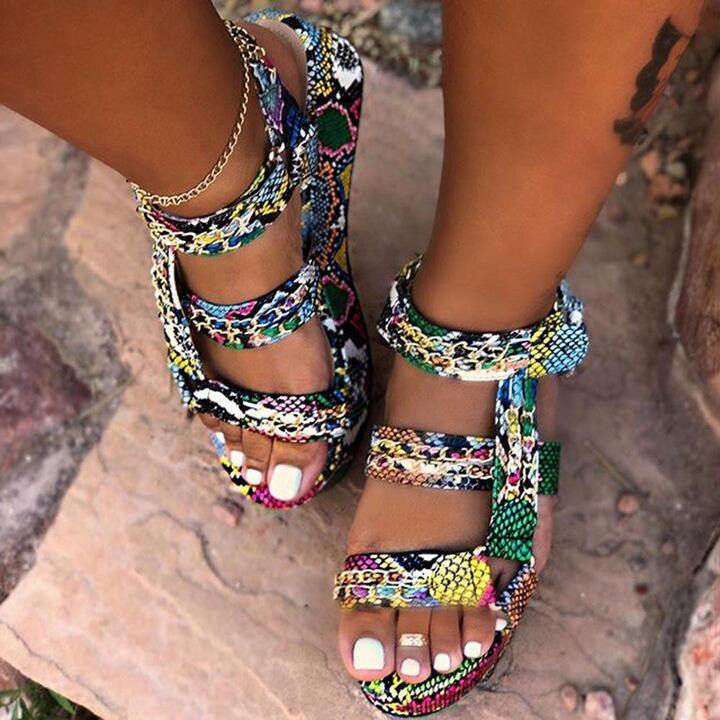 Summer Platform Open Toe Velcro Upper Sandals-STYLEGOING