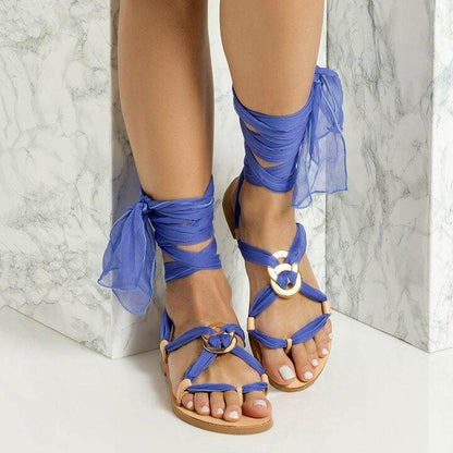 Vacation Bandage Roman Flat Sandals-STYLEGOING