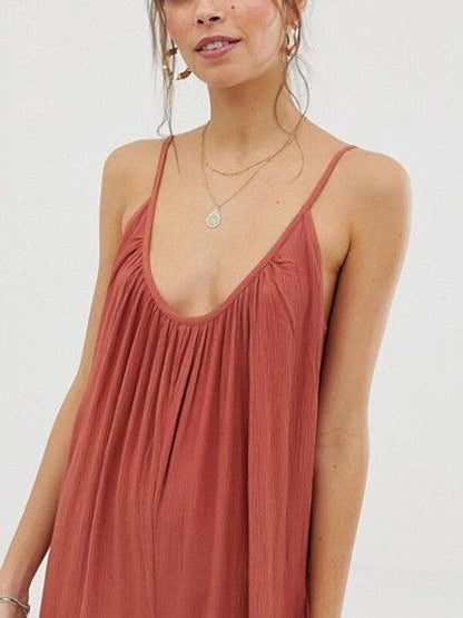 Loose Backless Wide Leg Jumpsuits-STYLEGOING