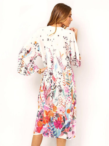 Colorful Floral Printed Beach Cover-Ups-STYLEGOING